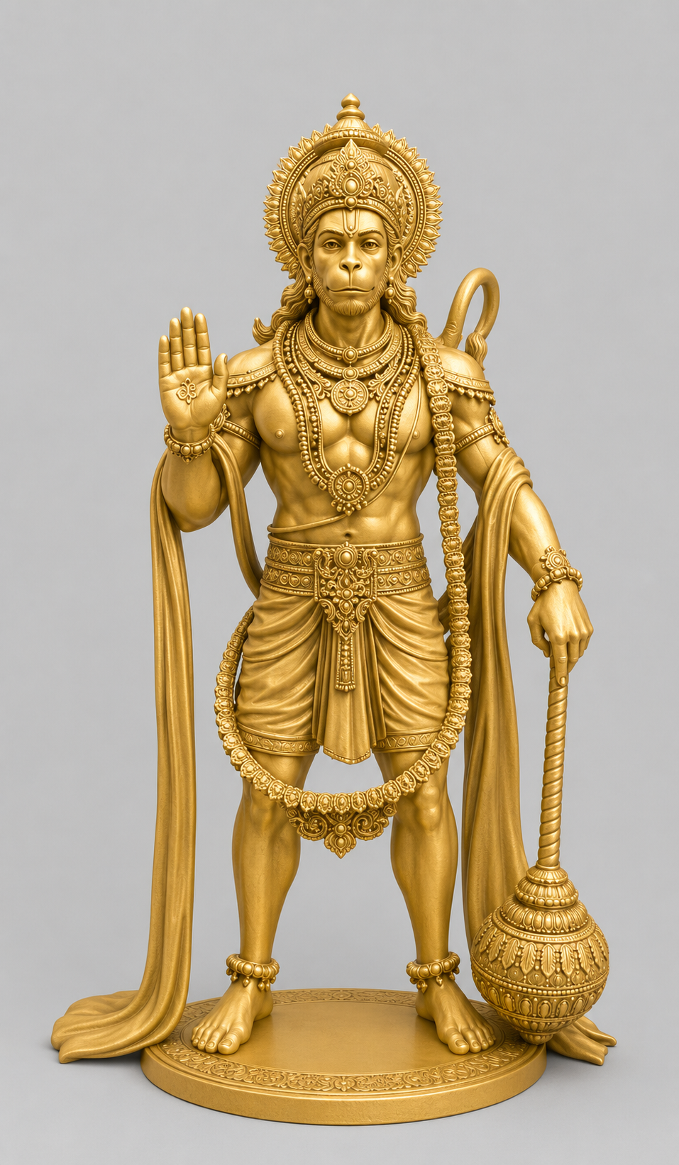 Hanuman Ji Standing Golden 3D Model (5 Inch)